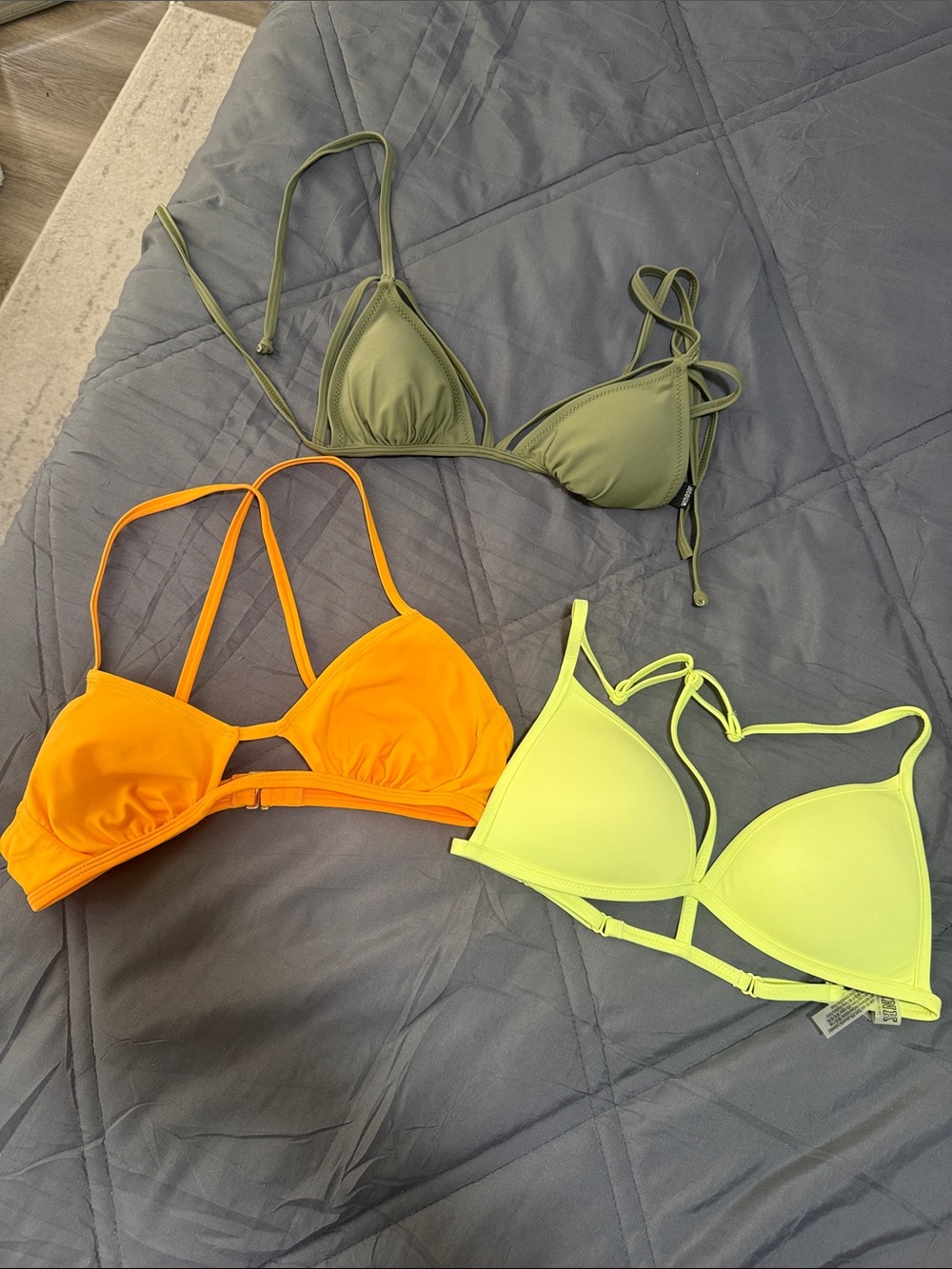 Windsor Olive Green, Neon Yellow & Bright Orange Women’s Swim Bikini Tops